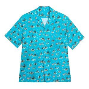 NWT Disney Parks Holiday All Over Christmas Short Sleeve Button Shirt Mickey XS